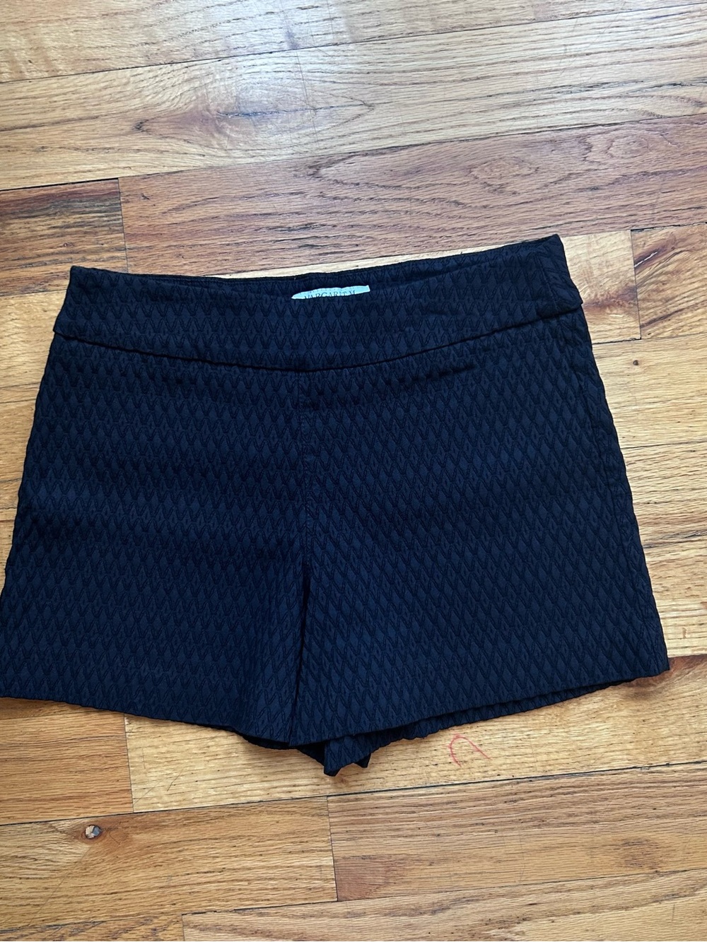 Margaret M Black High-Waist Textured Shorts